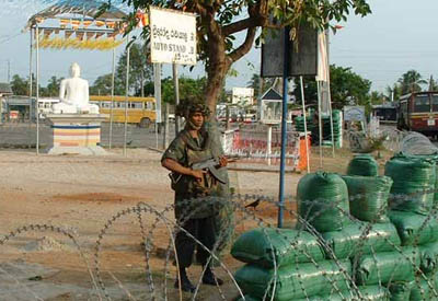 SLA guarding the controversial statue